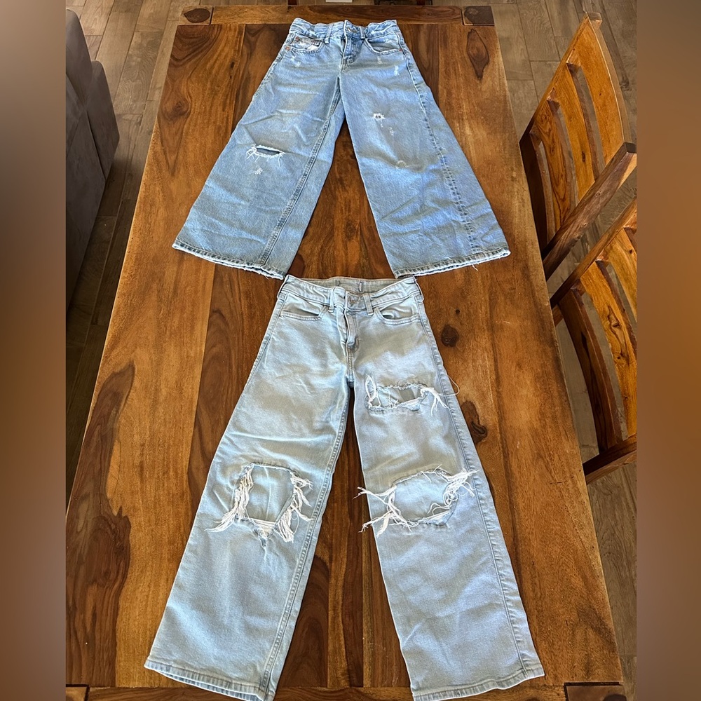 Abercrombie and Zara girls wide leg jeans bundle